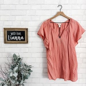 AVA & VIV Pink Coral Flutter Short Sleeve Top